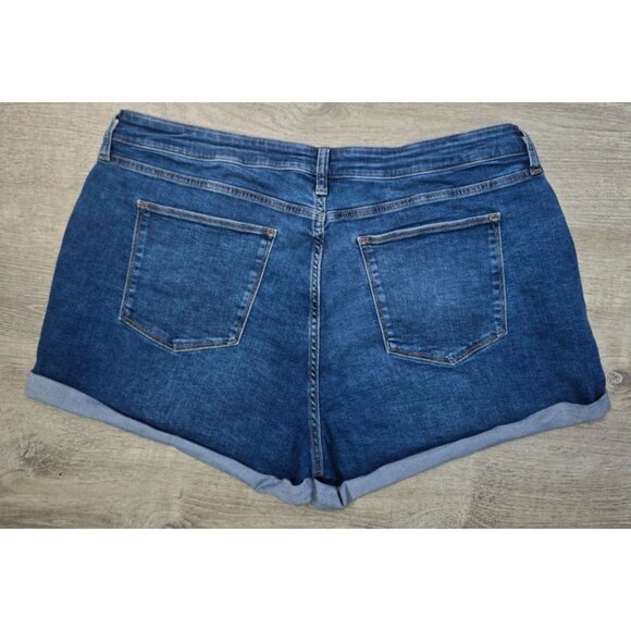 Arizona Jeans Juniors Button Fly Hi-Rise Blue Denim 4" Cuffed Shorts - Picture 5 of 5